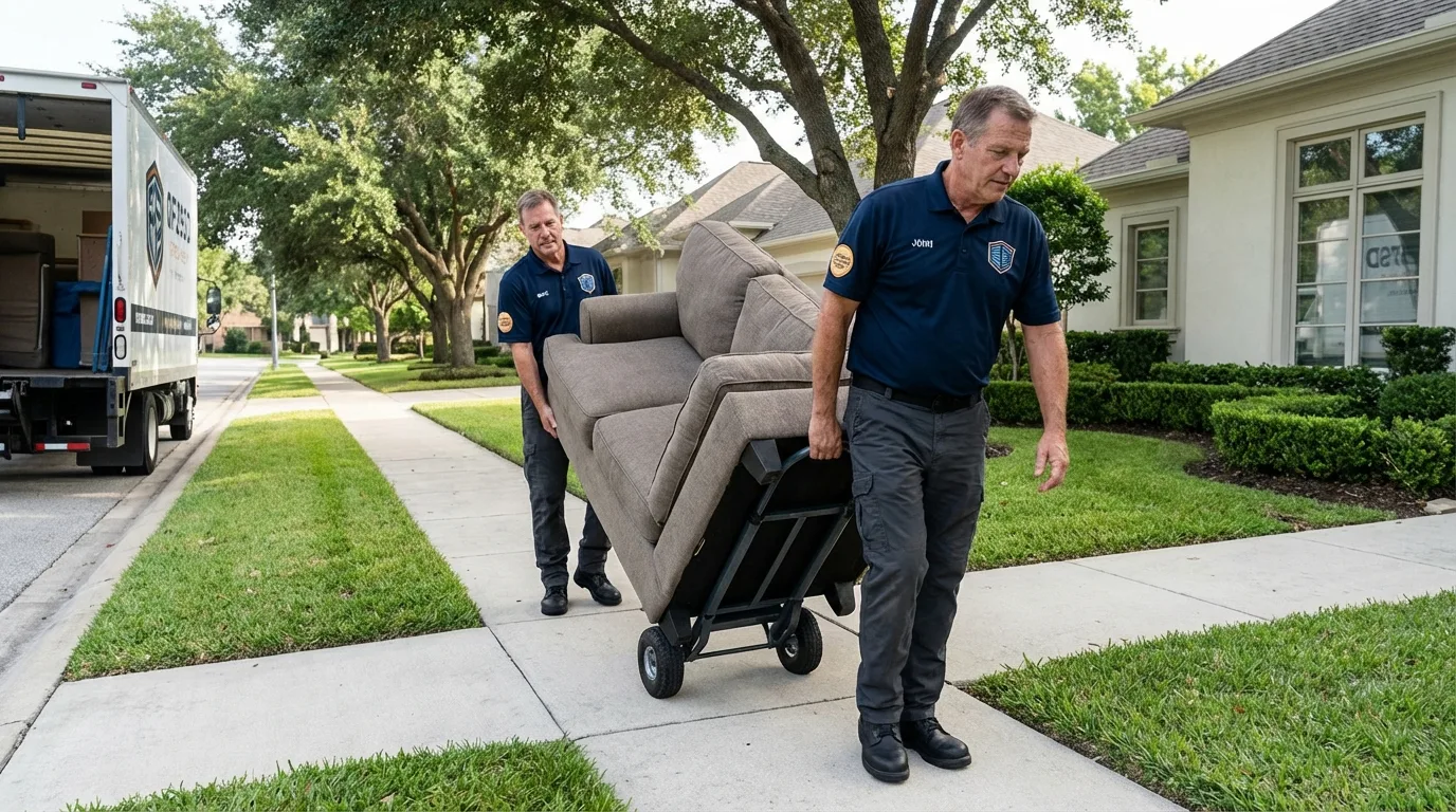 Local residential moving crew loading furniture in Walford, IA